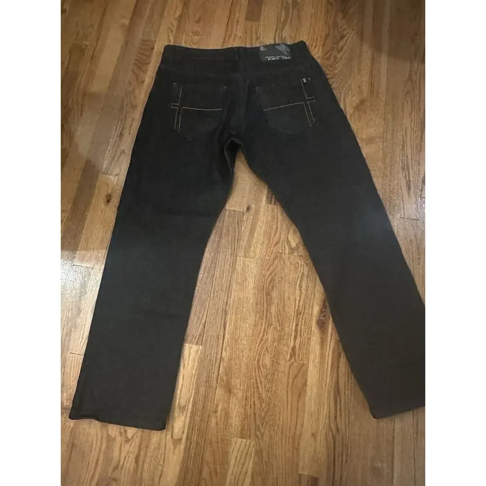 Rocawear Y2K Dark Denim Jeans Black Size 38 X 32 106830 Baggy Wide Leg Pants
